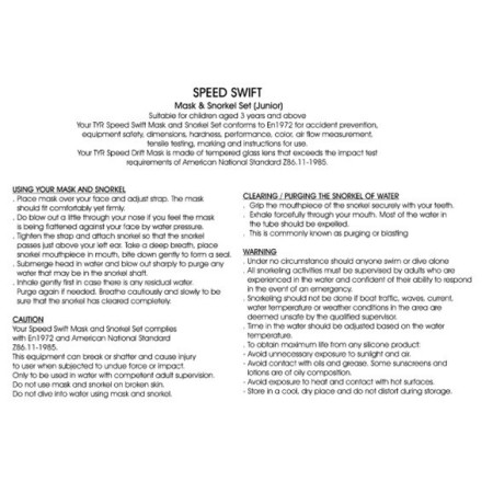 TYR Speed Swift Junior Snorkel Set