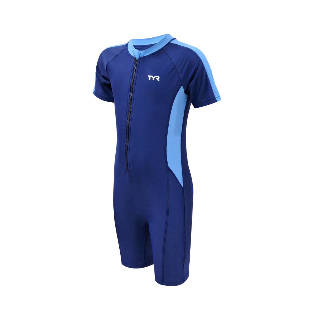 TYR Junior Splice Short Sleeve UV Suit - Aqua Fitness
