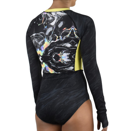TYR Oil Slick Long Sleeve One Piece Zip Suit For Swimming