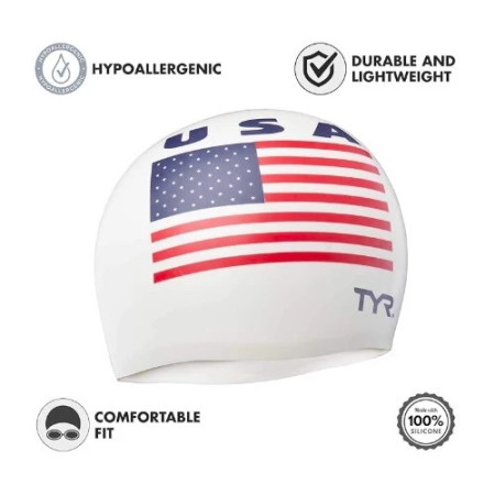 TYR USA Silicone Cap Adult Fit For Swimming