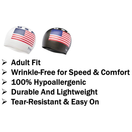 TYR USA Silicone Cap Adult Fit For Swimming
