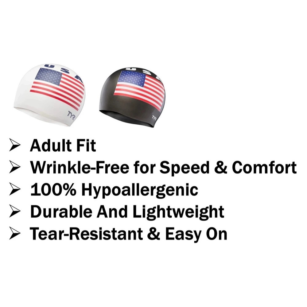 TYR USA Silicone Cap Adult Fit For Swimming