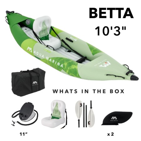 Aqua Marina Betta-312 Recreational Kayak - 1 person. Inflatable deck. Kayak paddle included.