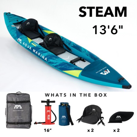 Aqua Marina Steam-412 Versatile/ Whitewater Kayak 2-person. DWF Deck. (paddle excluded)