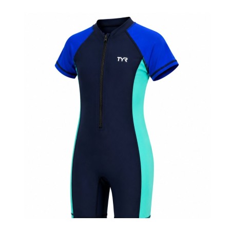 TYR Solid Junior Short Sleeve Suit For Swimming