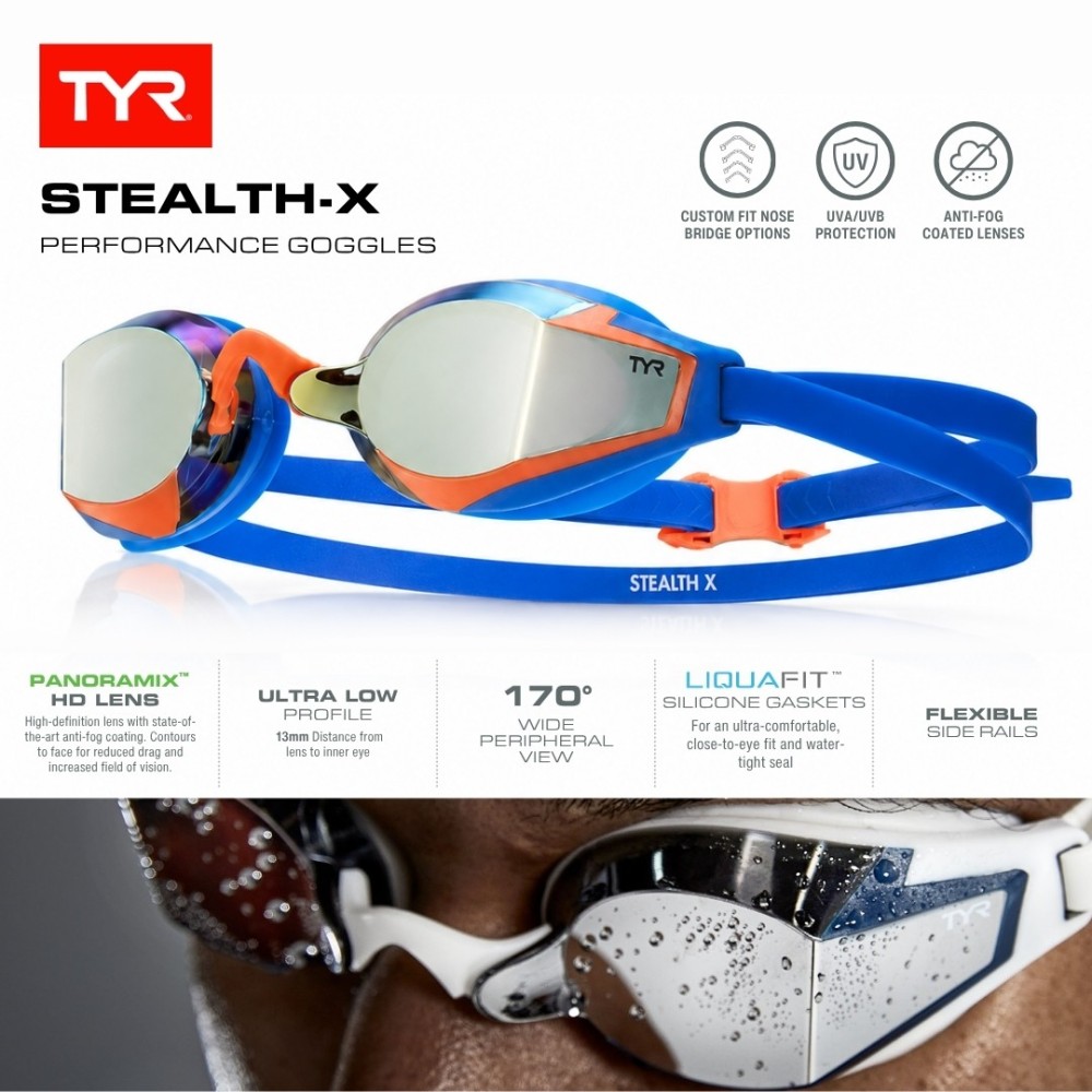 Buy TYR Stealth X Mirrored Racing Goggles | Authentic TYR