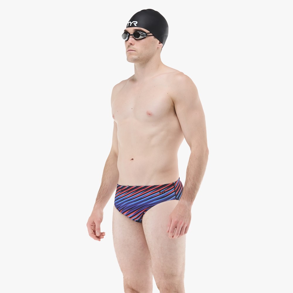 TYR Durafast Elite® Men's Zollner Brief Swimsuit - 855 Navy Red Blue